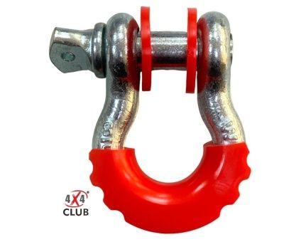 Шакл "4X4 CLUB" омегообразный стальной 3.25/13 т с полиуретановыми вставками, красный