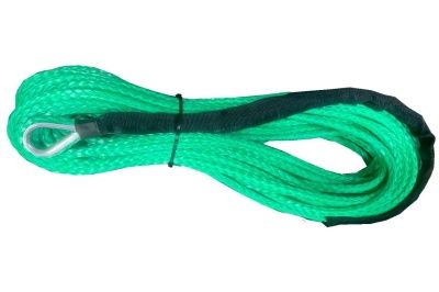 Трос синтетический HYRope Standart для лебедки. Диаметр 8 мм. Длина 20 метров. Зеленый.