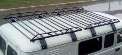 Экспедиционный багажник Уникар для УАЗ Санитарка разборный на водостоки. Комплект из двух багажников.